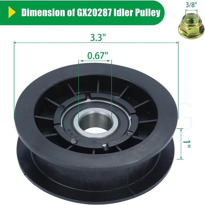 POSFLAG GX20286 V Idler Pulley with GX20287 Idler Pulley Replaces John Deere Pulley GX20286 Pulley, John Deere GX20287 Idler Pulley, 690409MA Pulley, 1760097 for John Deere D140, D155, L130 Tractors - Image 5